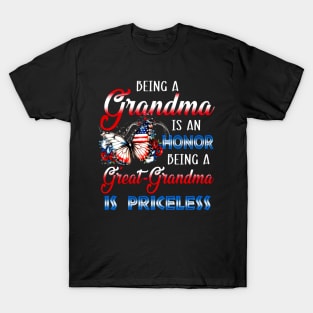 Butterfly Being A Great Grandma Is Priceless Mother's Day T-Shirt